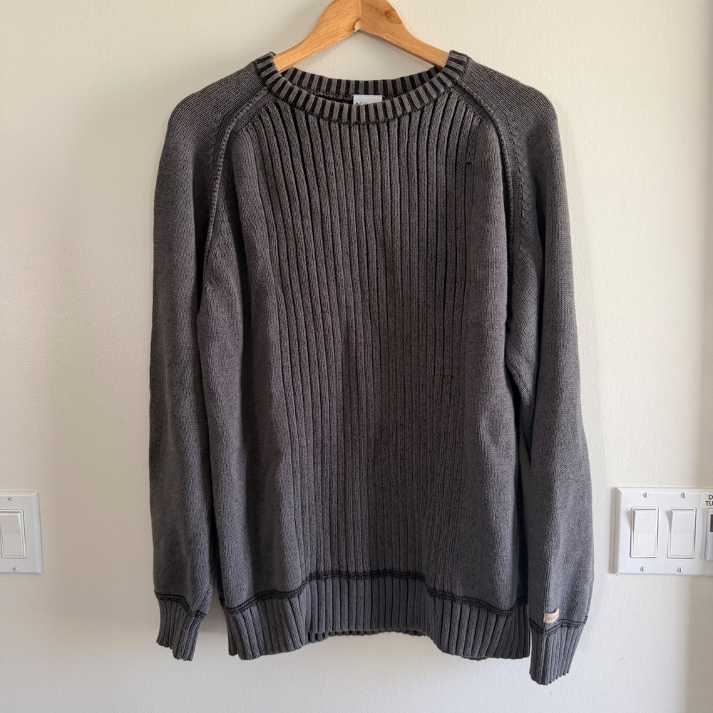 Columbia Ribbed Knit Crewneck Sweater Gray Mens Large Gorpcore AM2238